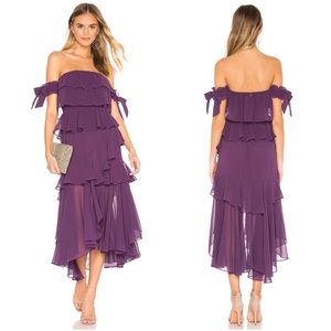 Misa Los Angeles Purple Off-Shoulder Dress
